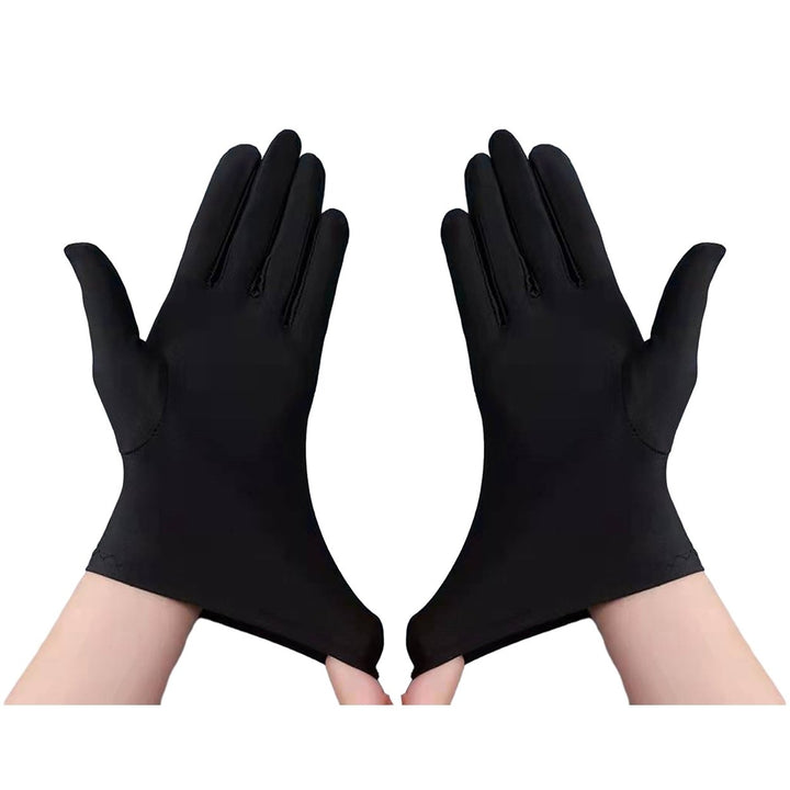 1 Pair Unsiex Winter Gloves Five Fingers Solid Color Elastic Anti-slip Sun Protection Breathable Image 1