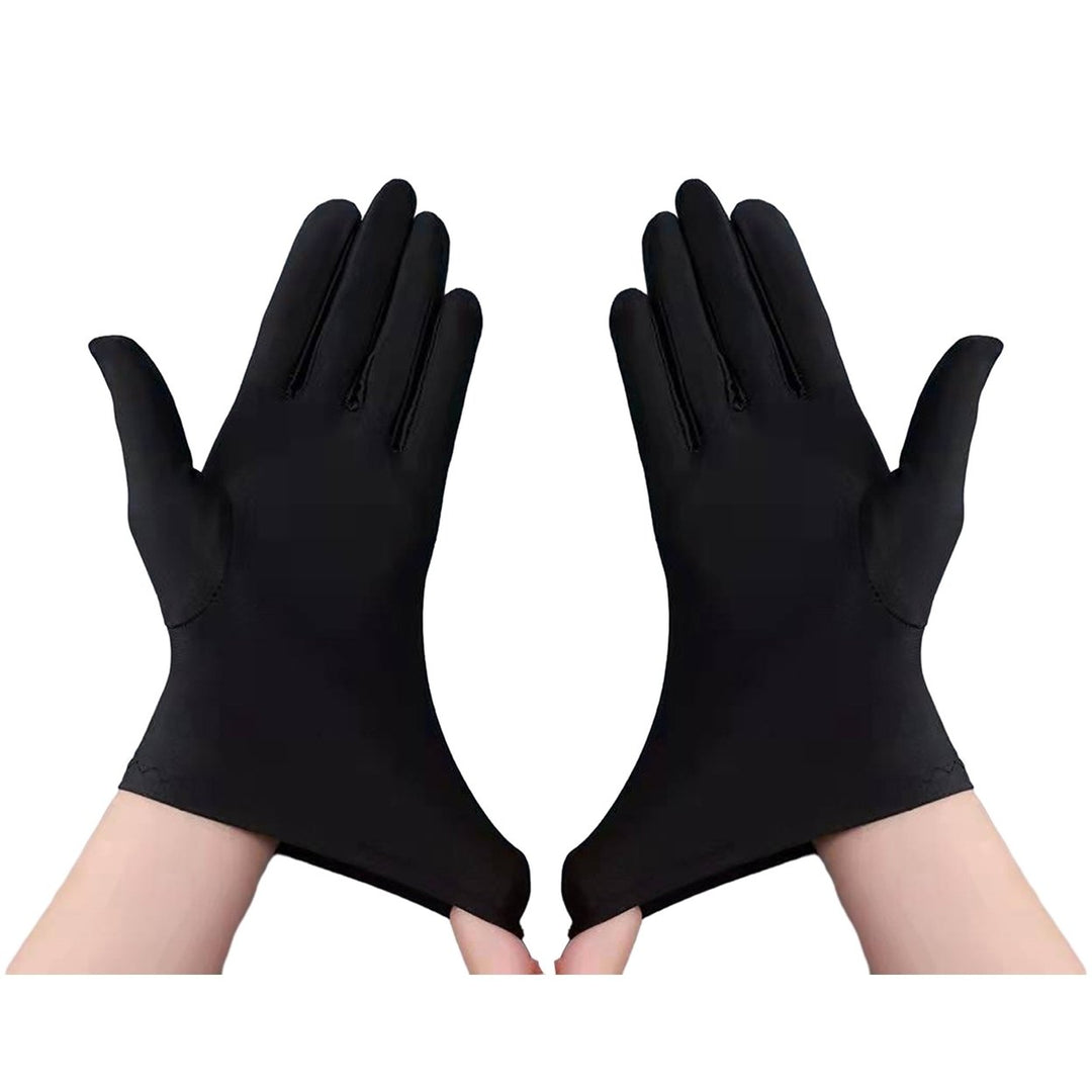 1 Pair Unsiex Winter Gloves Five Fingers Solid Color Elastic Anti-slip Sun Protection Breathable Image 1