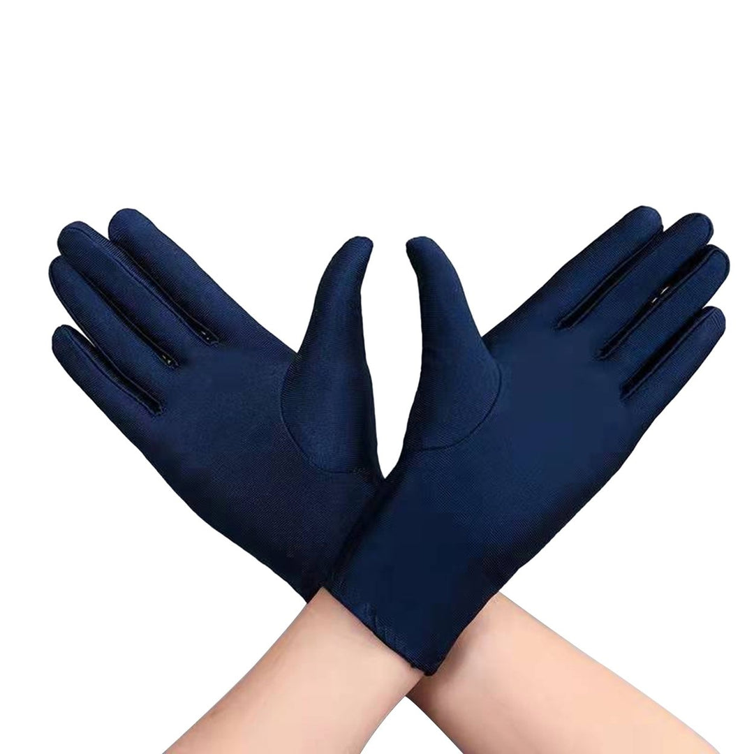 1 Pair Unsiex Winter Gloves Five Fingers Solid Color Elastic Anti-slip Sun Protection Breathable Image 1