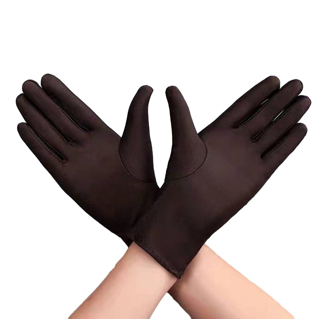 1 Pair Unsiex Winter Gloves Five Fingers Solid Color Elastic Anti-slip Sun Protection Breathable Image 1