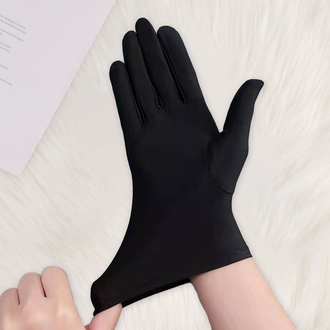 1 Pair Unsiex Winter Gloves Five Fingers Solid Color Elastic Anti-slip Sun Protection Breathable Image 10