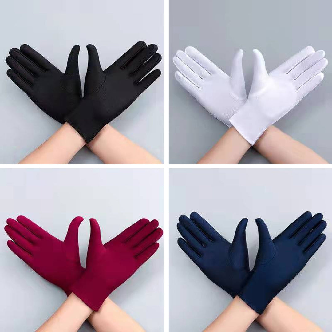 1 Pair Unsiex Winter Gloves Five Fingers Solid Color Elastic Anti-slip Sun Protection Breathable Image 12