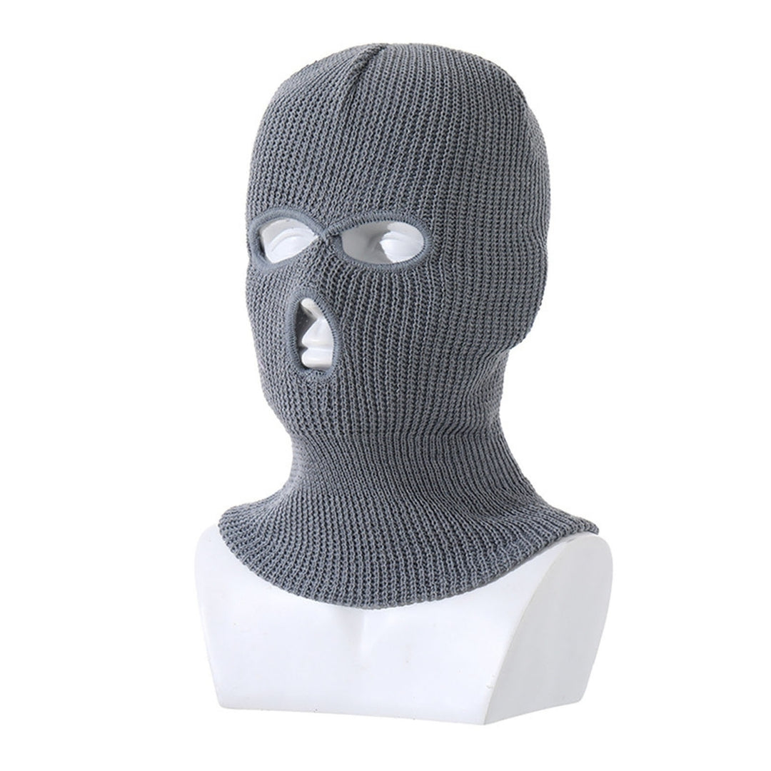 Three Hole Hat Winter Men Ribbed Beanie Face Covering Balaclava Sports Scarf Skiing Hat Outdoor Cycling Knitted Pullover Image 3