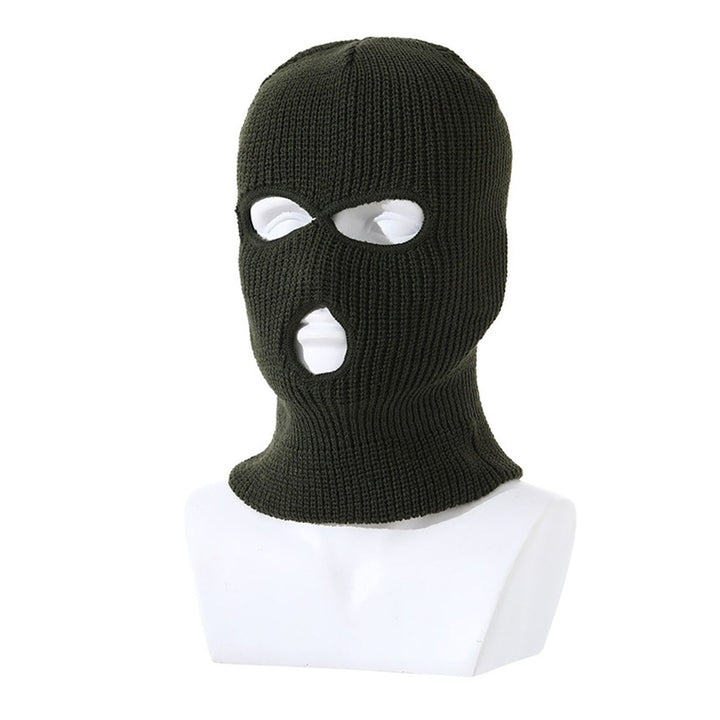 Three Hole Hat Winter Men Ribbed Beanie Face Covering Balaclava Sports Scarf Skiing Hat Outdoor Cycling Knitted Pullover Image 4