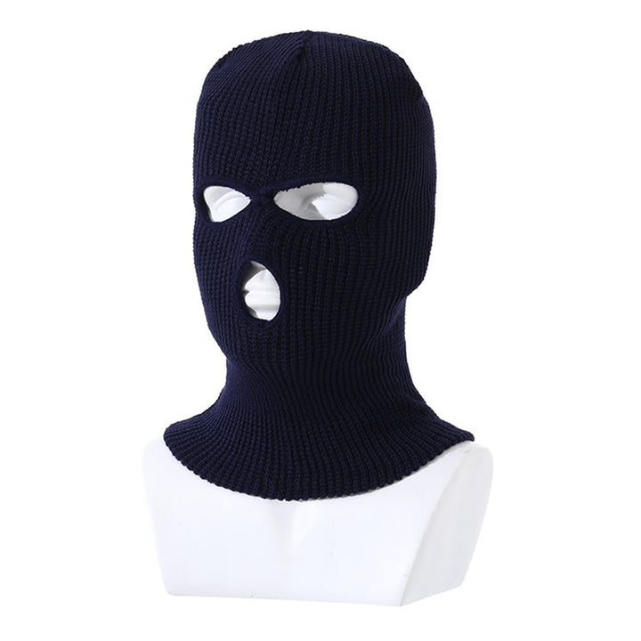 Three Hole Hat Winter Men Ribbed Beanie Face Covering Balaclava Sports Scarf Skiing Hat Outdoor Cycling Knitted Pullover Image 6