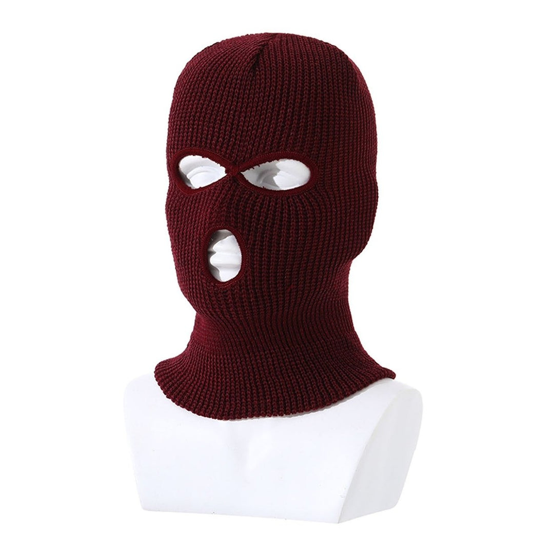 Three Hole Hat Winter Men Ribbed Beanie Face Covering Balaclava Sports Scarf Skiing Hat Outdoor Cycling Knitted Pullover Image 7