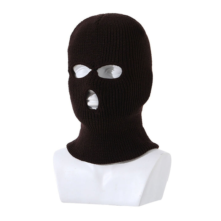 Three Hole Hat Winter Men Ribbed Beanie Face Covering Balaclava Sports Scarf Skiing Hat Outdoor Cycling Knitted Pullover Image 8