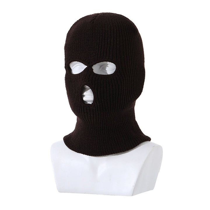 Three Hole Hat Winter Men Ribbed Beanie Face Covering Balaclava Sports Scarf Skiing Hat Outdoor Cycling Knitted Pullover Image 1