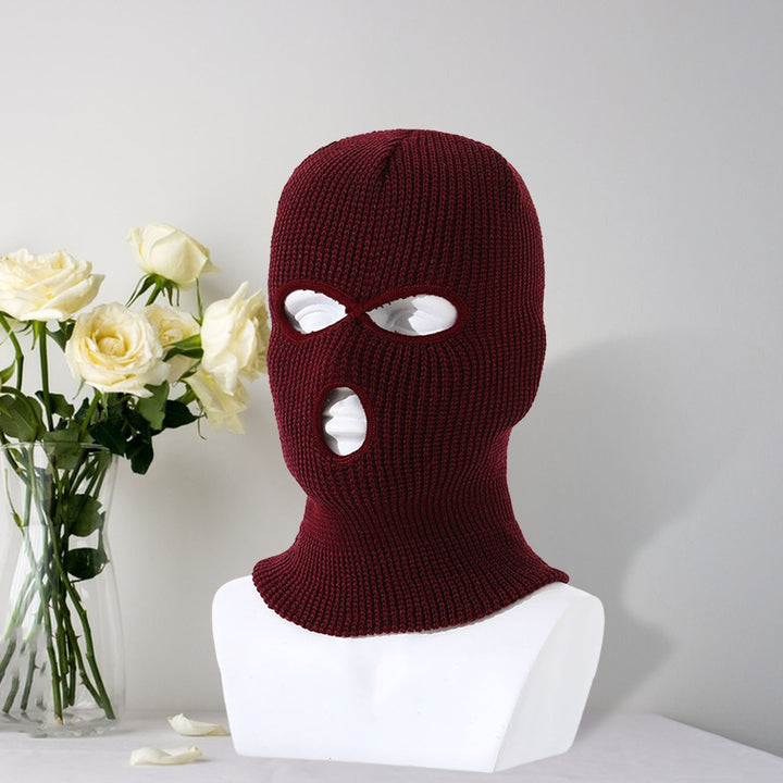 Three Hole Hat Winter Men Ribbed Beanie Face Covering Balaclava Sports Scarf Skiing Hat Outdoor Cycling Knitted Pullover Image 10