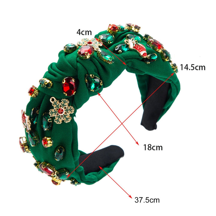 Rhinestones Headband Faux Crystal Jeweled Knotted Christmas Knotted Headband for Women Holiday Hair Accessory Christmas Image 6