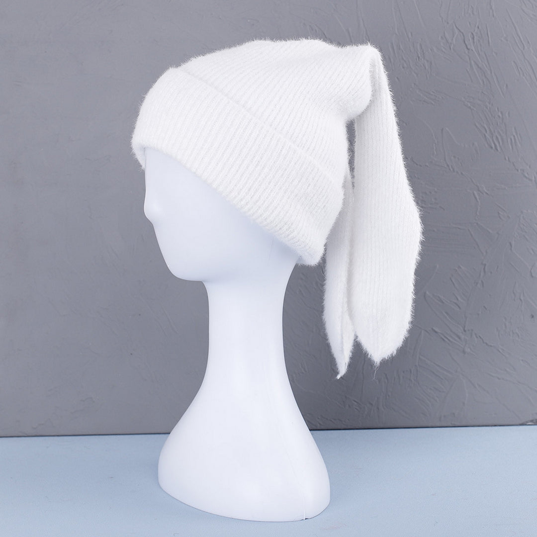 Knit Bunny Beanie Hat Women Cute Rabbit Ear Beanie Crochet Hat Winter Warm Skull Cap Outdoor Ski Slouchy Hat Image 11