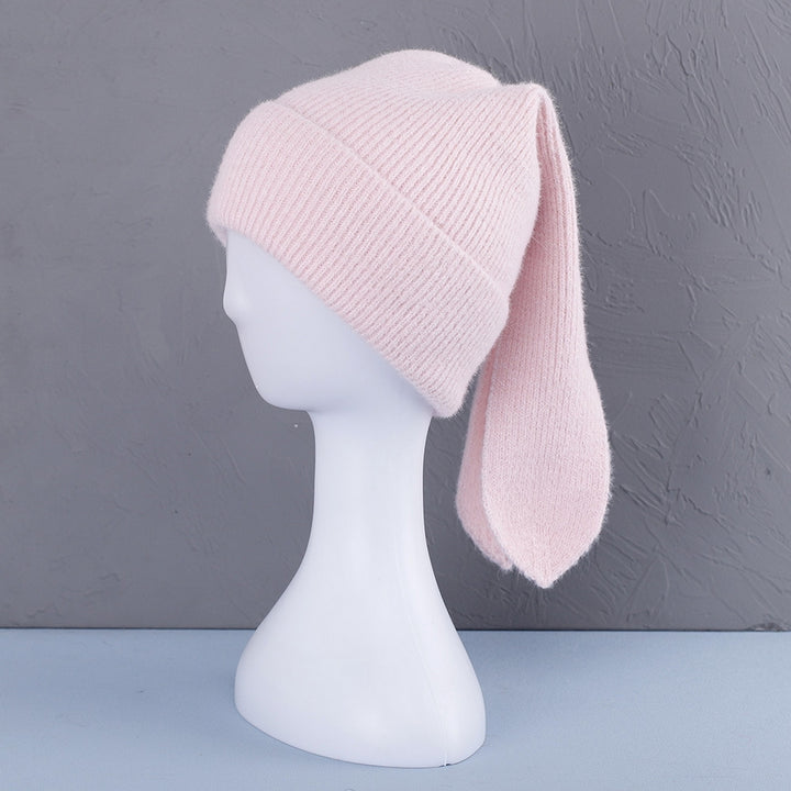 Knit Bunny Beanie Hat Women Cute Rabbit Ear Beanie Crochet Hat Winter Warm Skull Cap Outdoor Ski Slouchy Hat Image 12