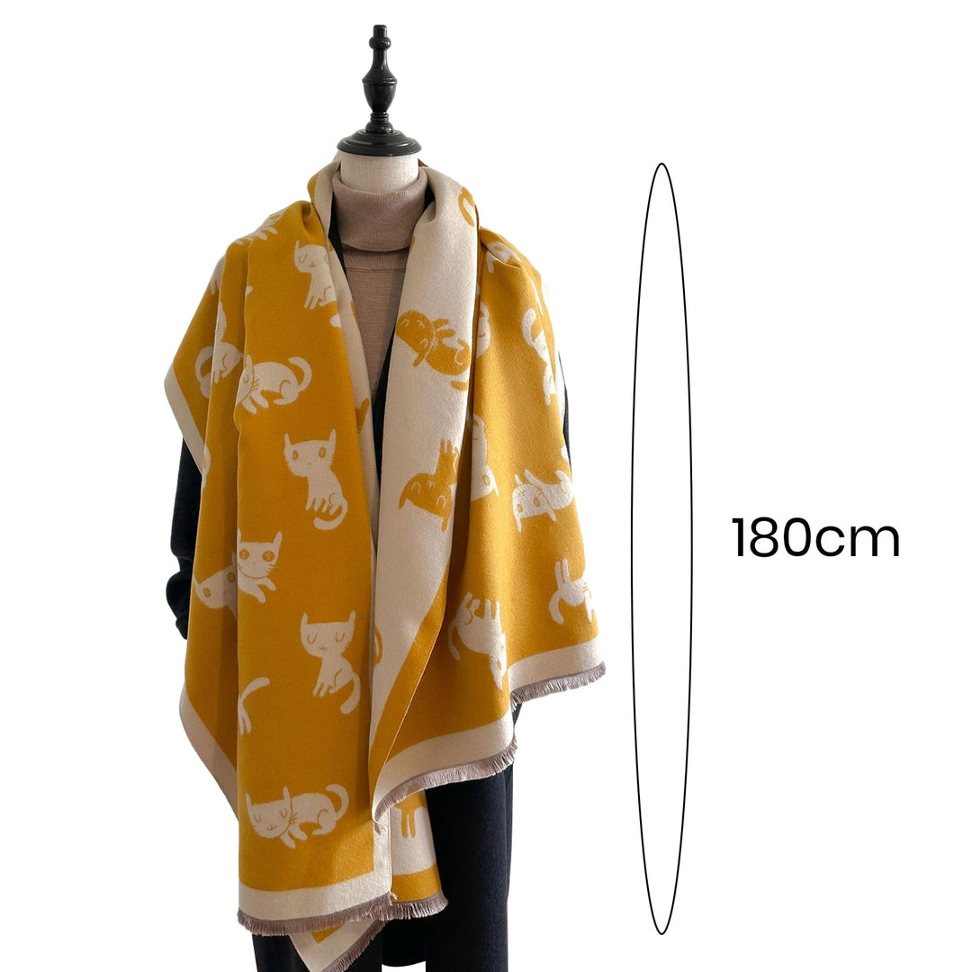 Versatile Winter Scarf Cute Kitten Printing Breathable Fashionable Comfortable Warm Soft Versatile Female Shawl Image 10