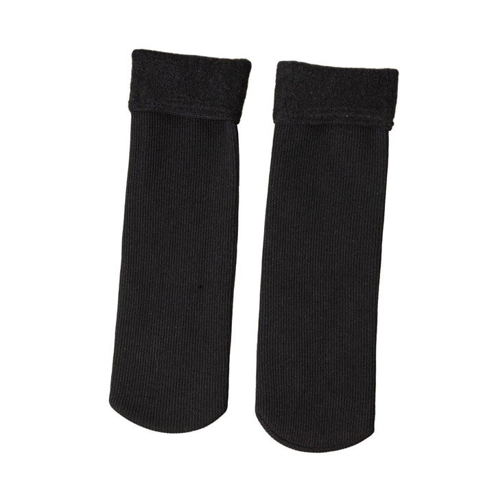 1 Pair Unisex Winter Socks Thick Soft Plush Solid Color Mid-tube High Elasticity Anti-slip Thermal Image 1