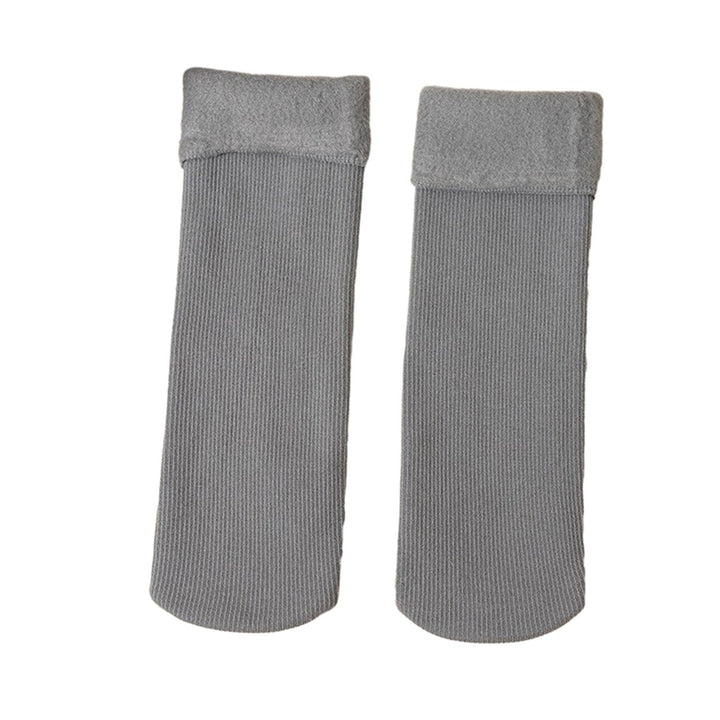 1 Pair Unisex Winter Socks Thick Soft Plush Solid Color Mid-tube High Elasticity Anti-slip Thermal Image 1