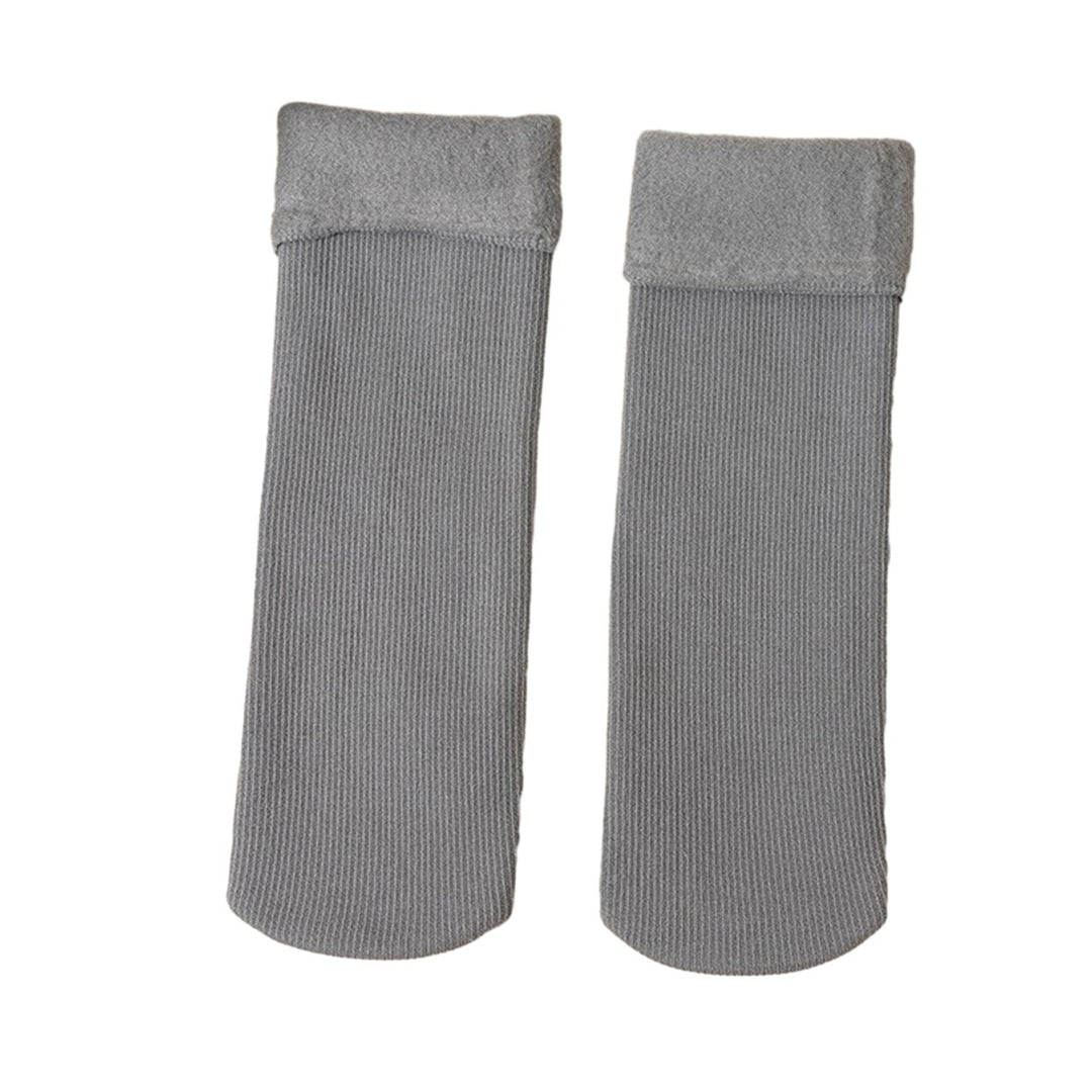 1 Pair Unisex Winter Socks Thick Soft Plush Solid Color Mid-tube High Elasticity Anti-slip Thermal Image 1