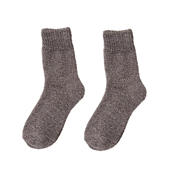 1 Pair Men Winter Socks Thick Soft Plush Solid Color Ankle Protection Mid-tube Elastic Anti-slip Image 3