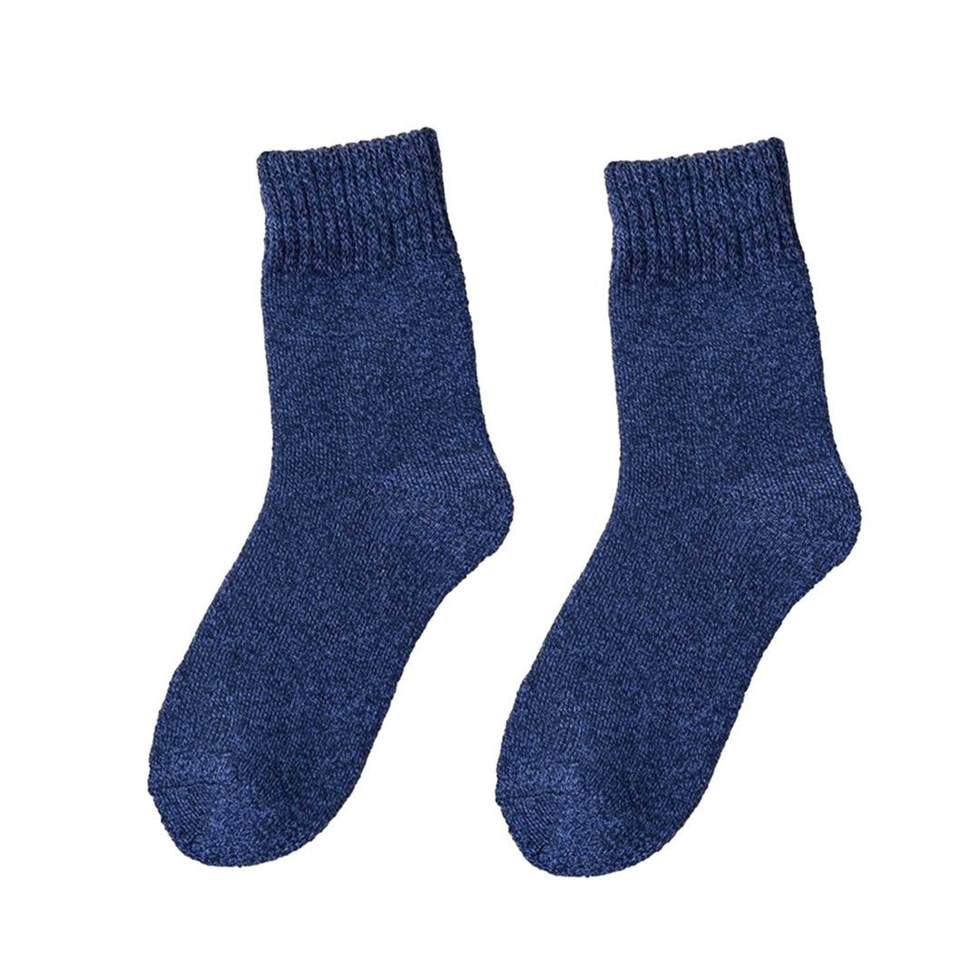 1 Pair Men Winter Socks Thick Soft Plush Solid Color Ankle Protection Mid-tube Elastic Anti-slip Image 1