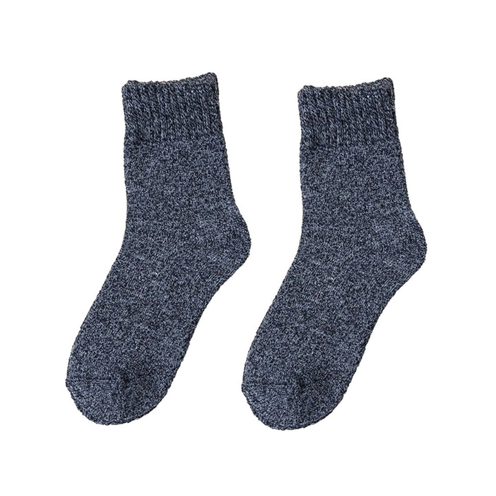 1 Pair Men Winter Socks Thick Soft Plush Solid Color Ankle Protection Mid-tube Elastic Anti-slip Image 1