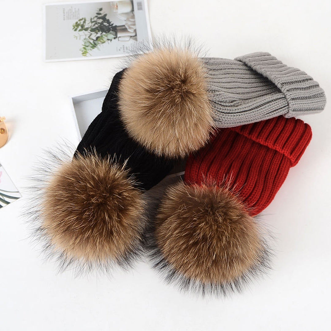 Cozy Oversized Knitted Hat Windproof Thickened Warm Brimless Elastic Fit with Large Fuzzball Knitted Woolen Hat Image 1