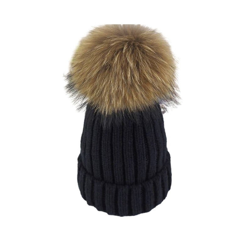 Cozy Oversized Knitted Hat Windproof Thickened Warm Brimless Elastic Fit with Large Fuzzball Knitted Woolen Hat Image 1