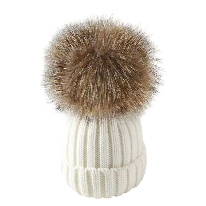 Cozy Oversized Knitted Hat Windproof Thickened Warm Brimless Elastic Fit with Large Fuzzball Knitted Woolen Hat Image 3