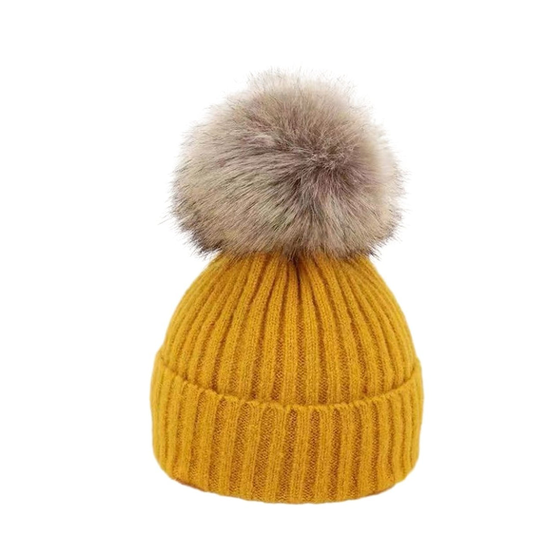 Cozy Oversized Knitted Hat Windproof Thickened Warm Brimless Elastic Fit with Large Fuzzball Knitted Woolen Hat Image 4