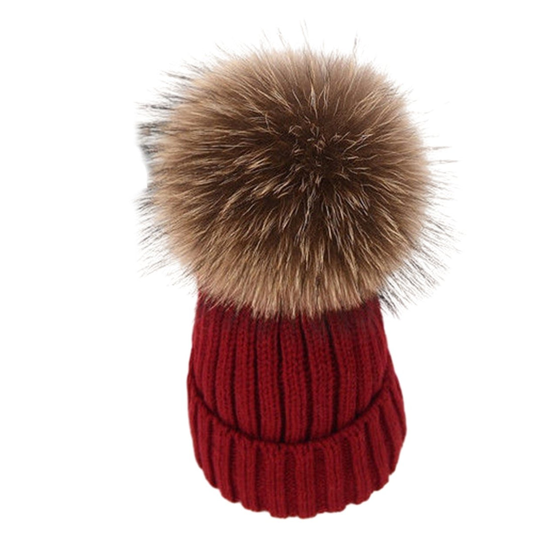 Cozy Oversized Knitted Hat Windproof Thickened Warm Brimless Elastic Fit with Large Fuzzball Knitted Woolen Hat Image 7