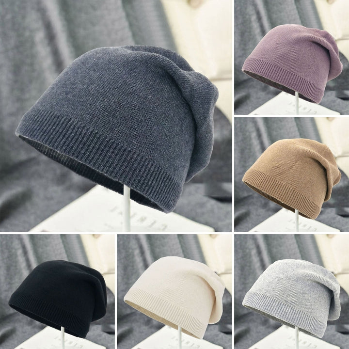 Stylish Warm Autumn Winter Knitted Hat Solid Color Thickened Soft Touch Cold Proof Fashion Bonnet Hat Image 1