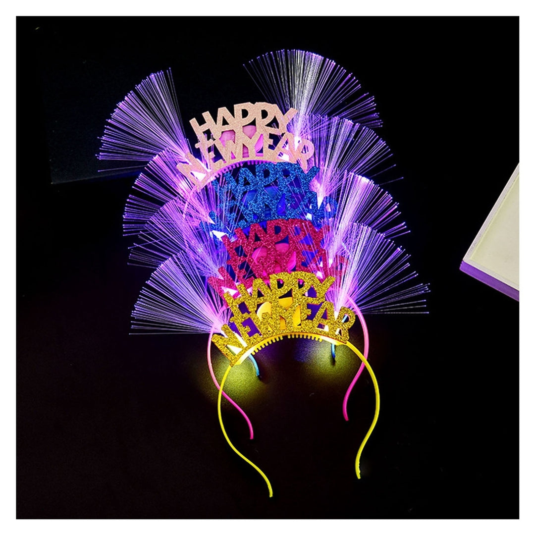 2024 Year Party Hairband Shiny Sequin LED Elastic Anti-slip Luminous Bow Decor Lightweight Hairband Photo Prop Gift Image 3