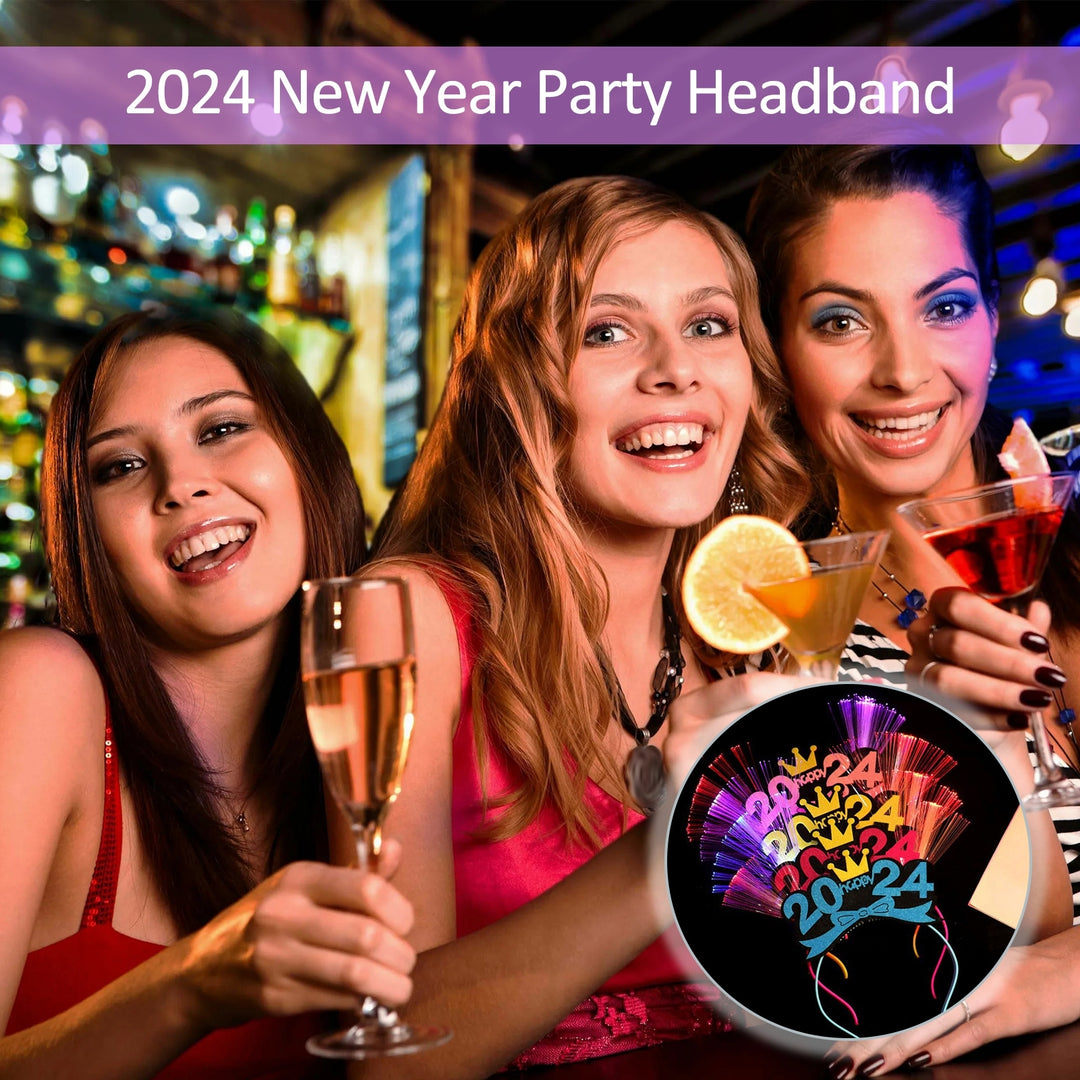 2024  Year Party Hairband Shiny Sequin LED Elastic Anti-slip Luminous Bow Decor Lightweight Hairband Photo Prop Gift Image 7