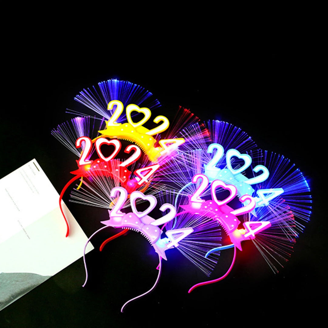 2024  Year Party Hairband Shiny Sequin LED Elastic Anti-slip Luminous Bow Decor Lightweight Hairband Photo Prop Gift Image 11