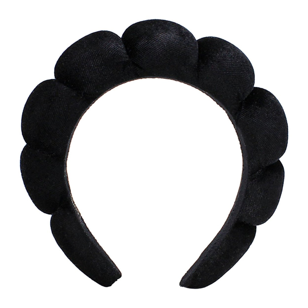 Women Headband Solid Color Elastic Puffy Sponge Lightweight Anti-slip Hair-fixed Regular Fit Bath Washing Face Hair Hoop Image 1