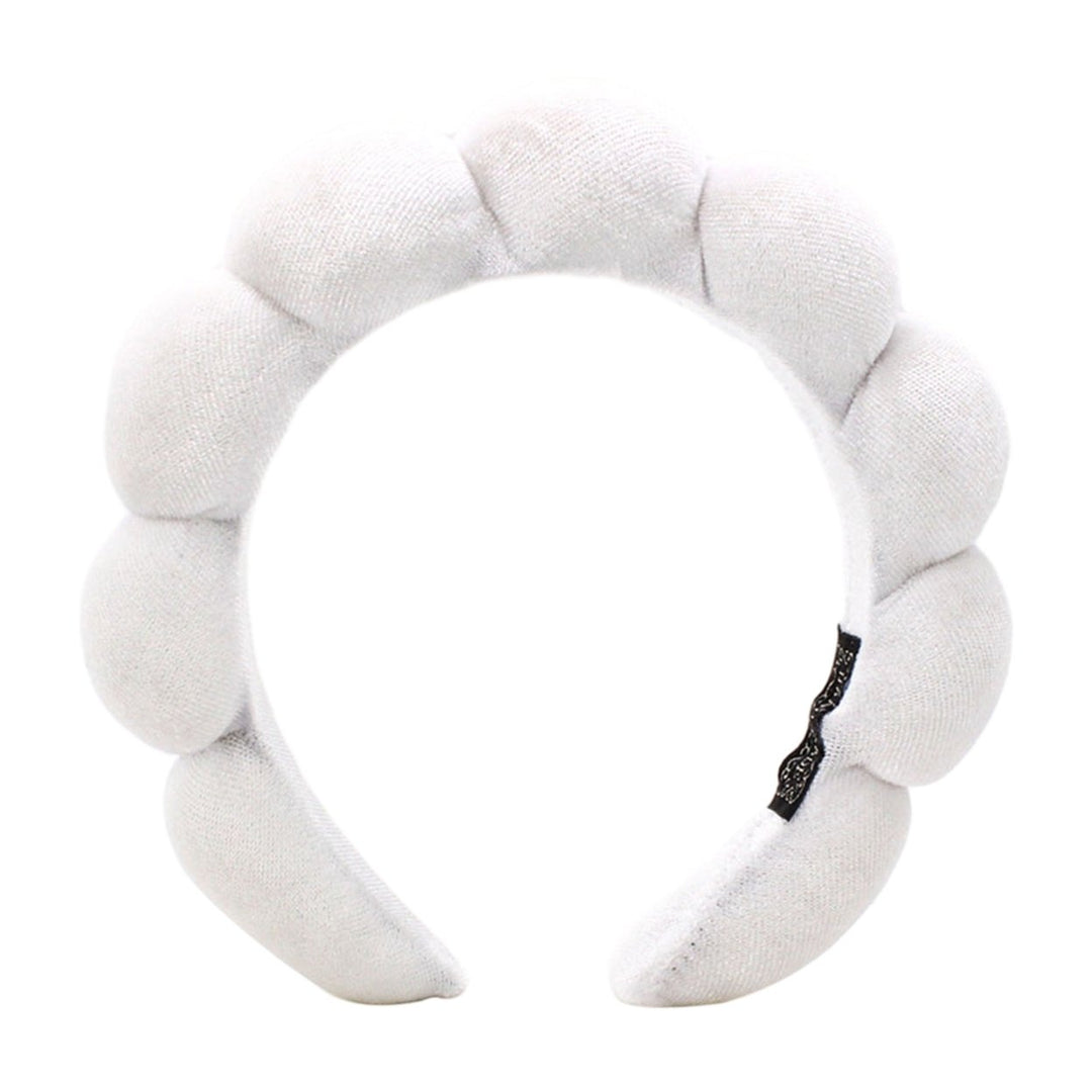 Women Headband Solid Color Elastic Puffy Sponge Lightweight Anti-slip Hair-fixed Regular Fit Bath Washing Face Hair Hoop Image 3