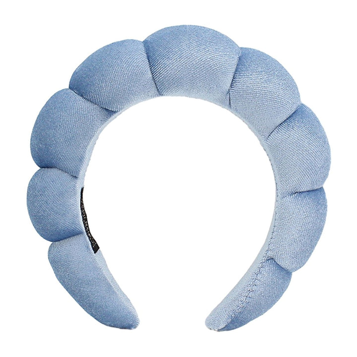 Women Headband Solid Color Elastic Puffy Sponge Lightweight Anti-slip Hair-fixed Regular Fit Bath Washing Face Hair Hoop Image 4