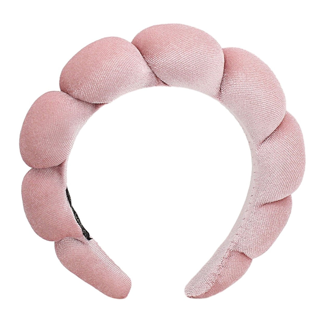 Women Headband Solid Color Elastic Puffy Sponge Lightweight Anti-slip Hair-fixed Regular Fit Bath Washing Face Hair Hoop Image 7