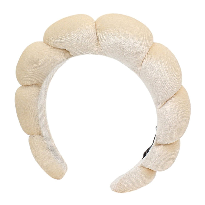 Women Headband Solid Color Elastic Puffy Sponge Lightweight Anti-slip Hair-fixed Regular Fit Bath Washing Face Hair Hoop Image 8