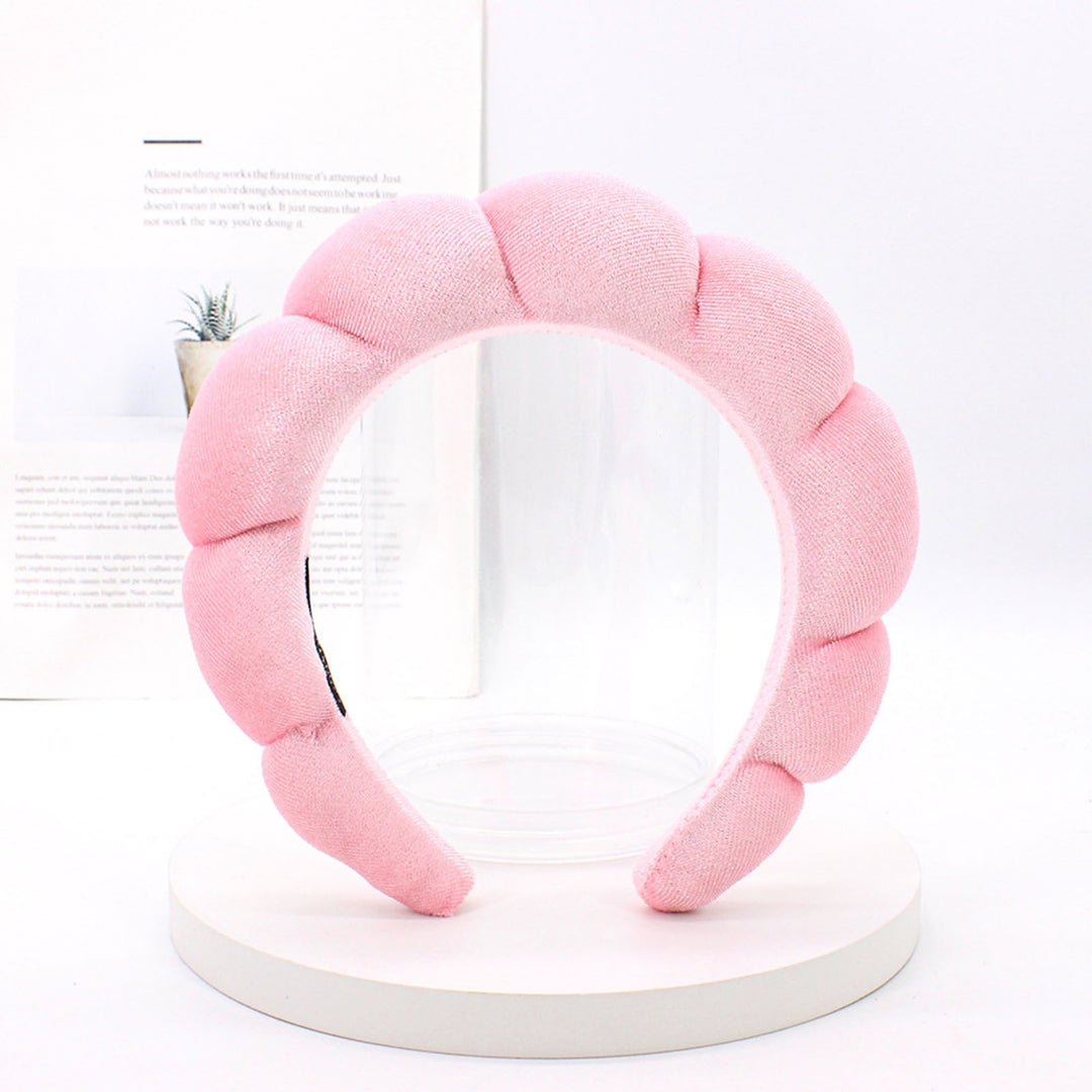 Women Headband Solid Color Elastic Puffy Sponge Lightweight Anti-slip Hair-fixed Regular Fit Bath Washing Face Hair Hoop Image 10