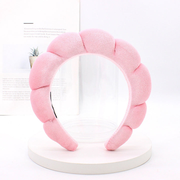 Women Headband Solid Color Elastic Puffy Sponge Lightweight Anti-slip Hair-fixed Regular Fit Bath Washing Face Hair Hoop Image 10