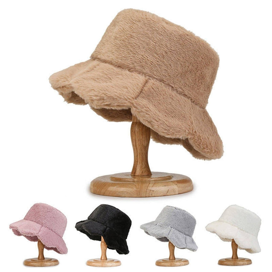 Women Winter Fisherman Hat Soft Plush Thick Windproof Flower Edge Flat Top Warm Cold Resistant Lightweight Outdoor Basin Image 1