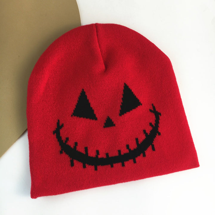 Men Women Halloween Beanie Hat Spooky Pumpkin Ghost Face Jacquard Pattern Wool Knitting Hat Windproof Warm Holiday Image 8