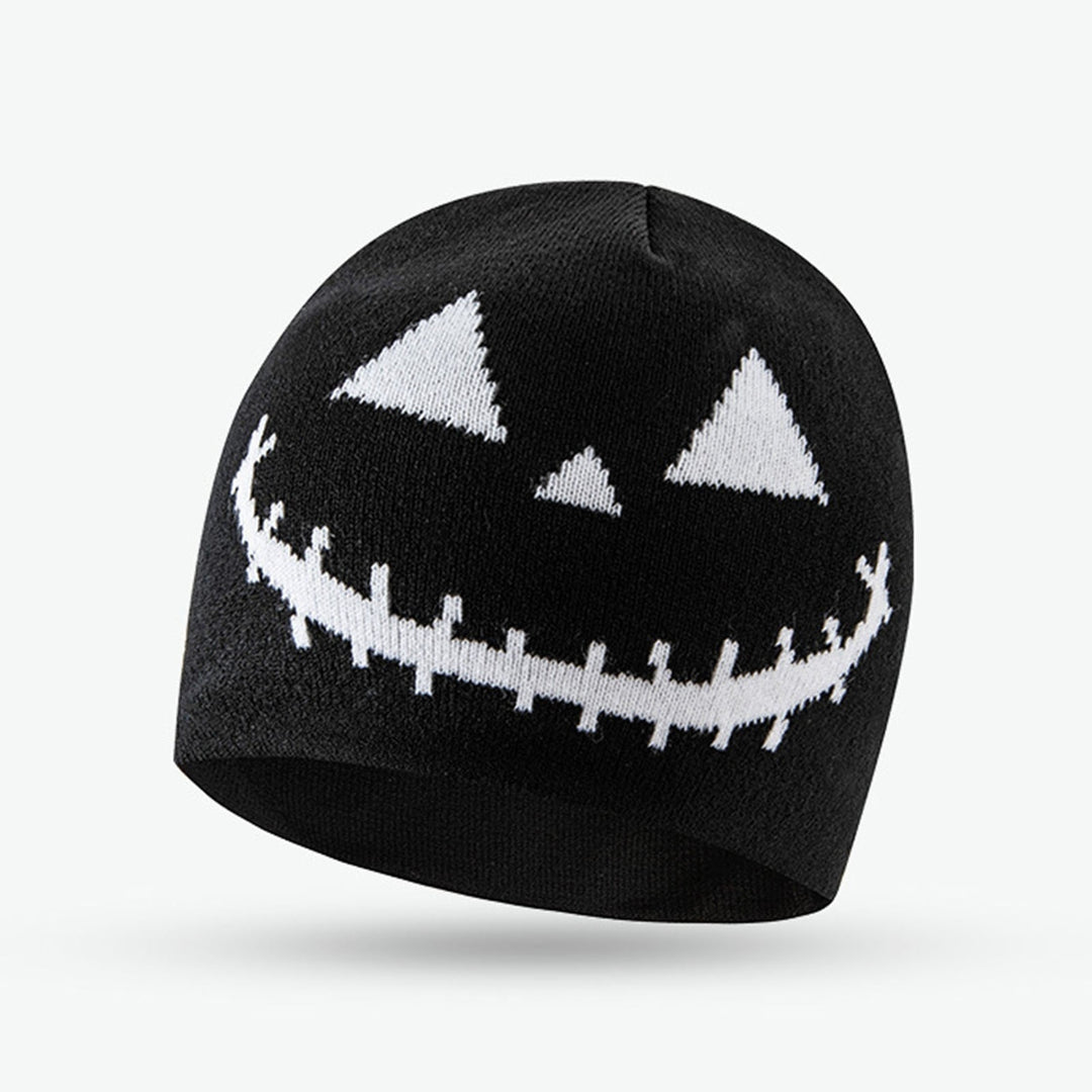 Men Women Halloween Beanie Hat Spooky Pumpkin Ghost Face Jacquard Pattern Wool Knitting Hat Windproof Warm Holiday Image 10