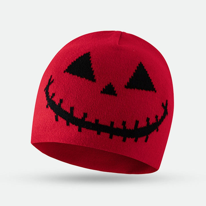 Men Women Halloween Beanie Hat Spooky Pumpkin Ghost Face Jacquard Pattern Wool Knitting Hat Windproof Warm Holiday Image 11