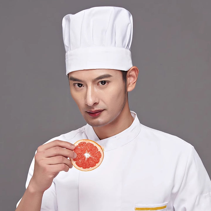 Kitchen Catering Work Chef Hat Men Women Solid Color White Chef Hat Anti Hair Loss Baking Cooking Costume Hat Image 4