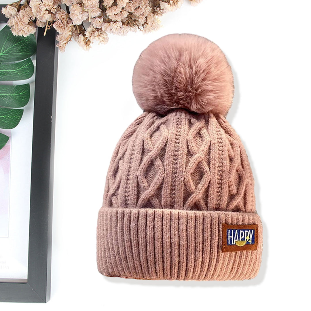 Women Winter Thickened Woolen Beanie Hat Plush Ball Decor Rhombus Texture Ear Protection Double Layer Thermal Knitting Image 10