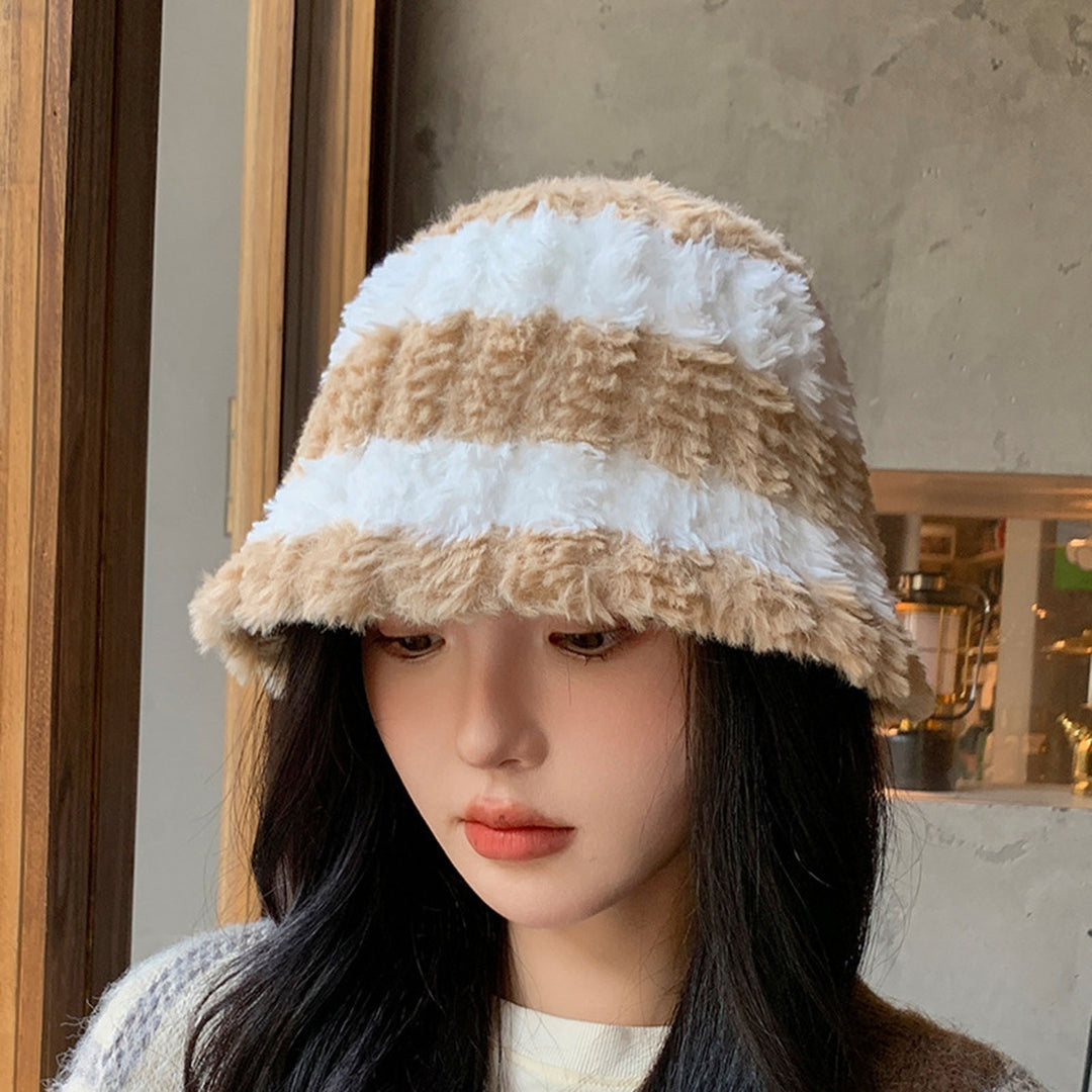 Stylish Plush Hat Warm Trendy Versatile Autumn Winter Thickened Design Fisherman Basin Hat for Women Image 6