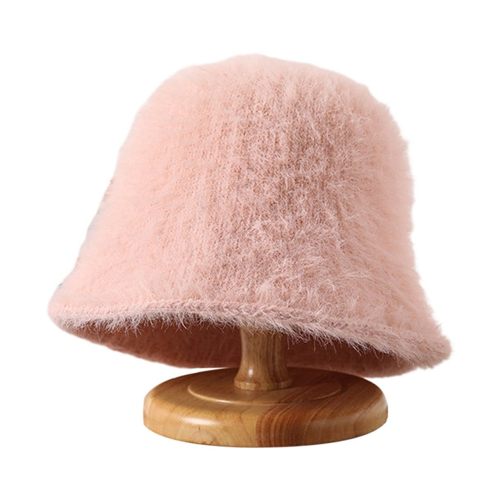 Women Autumn Winter Bucket Hat Solid Color Super Soft Windproof Female Thicken Winter Warm Fisherman Hat Image 4