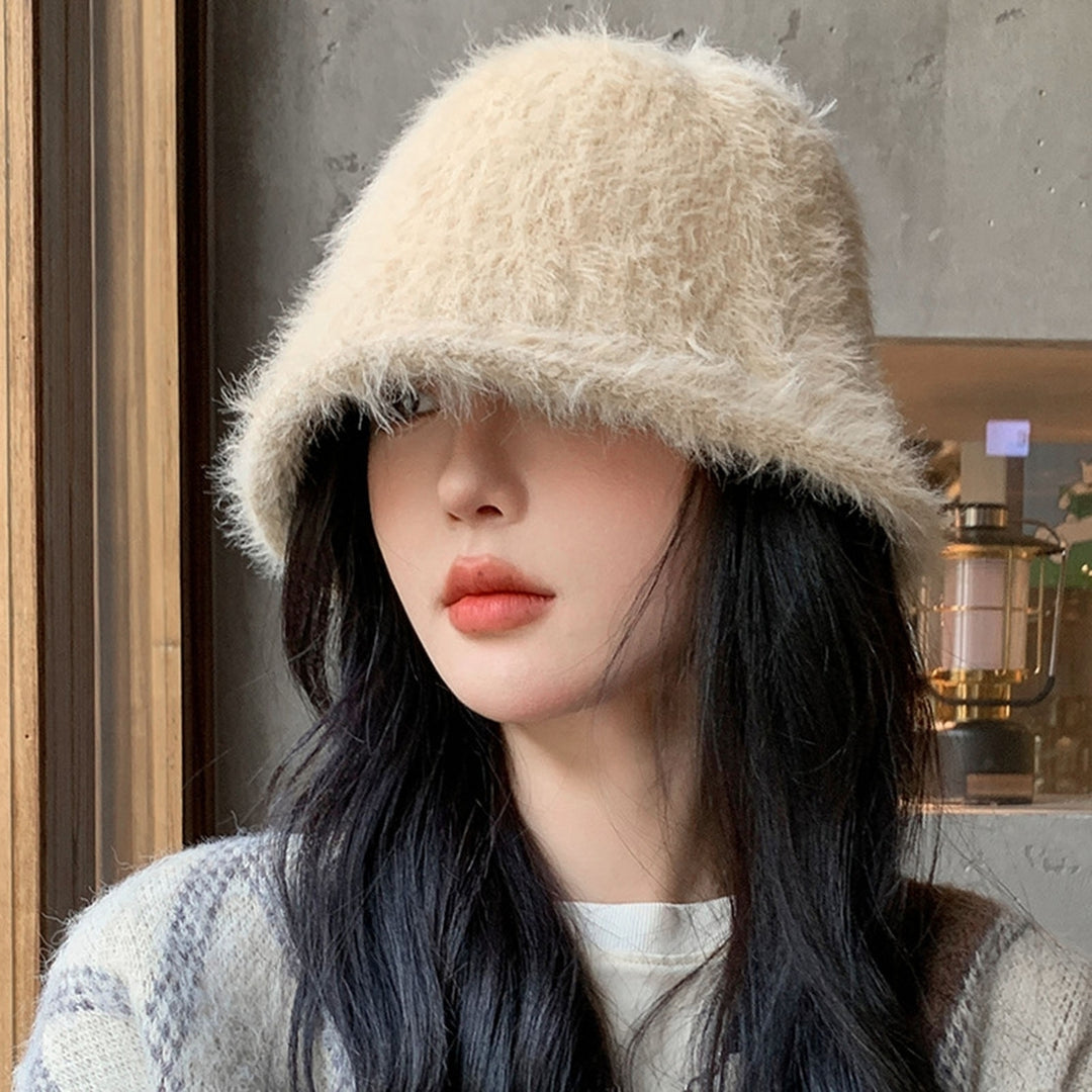 Women Autumn Winter Bucket Hat Solid Color Super Soft Windproof Female Thicken Winter Warm Fisherman Hat Image 8