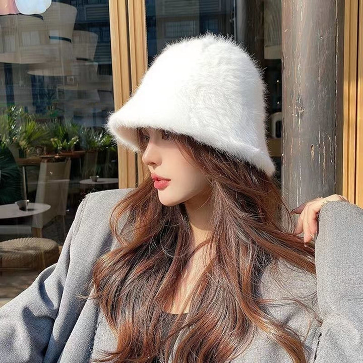 Women Autumn Winter Bucket Hat Solid Color Super Soft Windproof Female Thicken Winter Warm Fisherman Hat Image 10