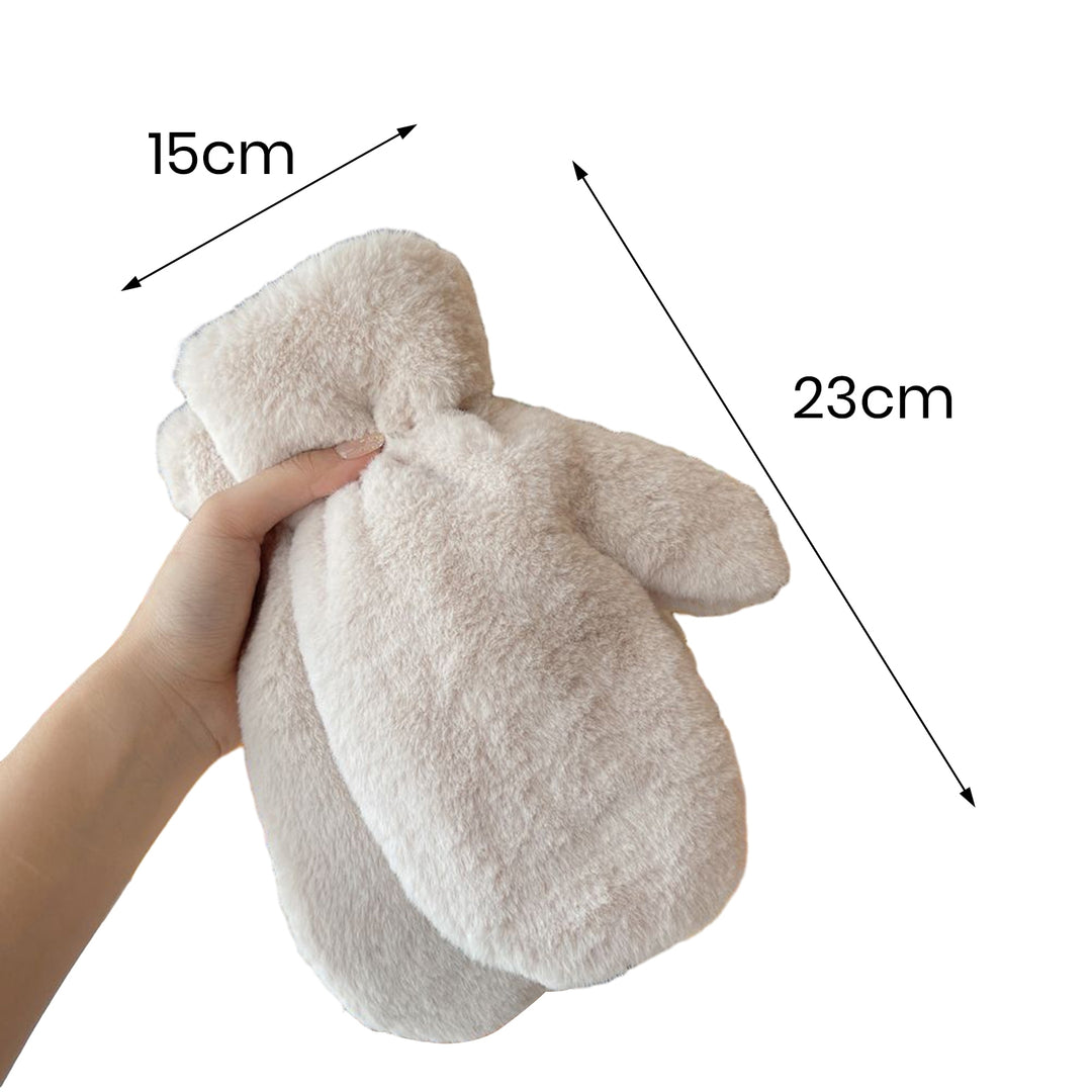 1 Pair Ladies Winter Mittens Thickened Soft Plush Solid Color Cozy Anti-slip Elastic Windproof Heat Retention Warm Lady Image 11